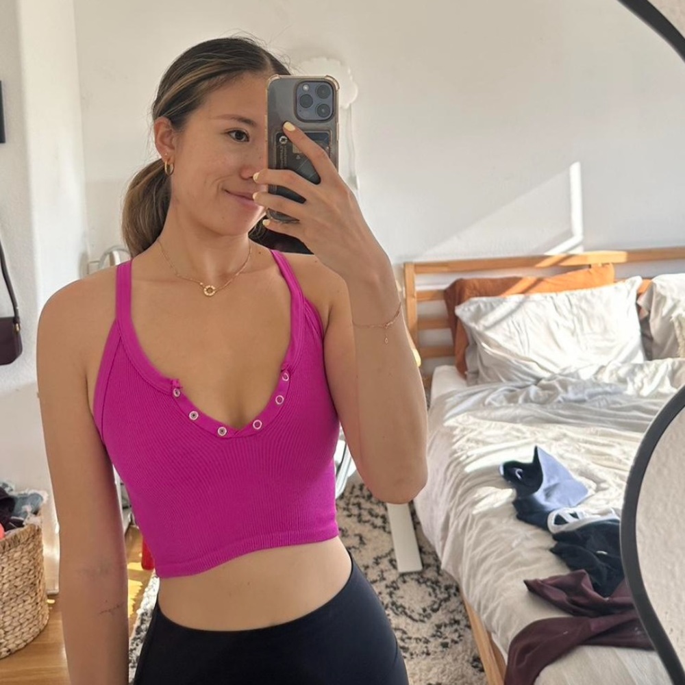 Free people magenta Henley crop